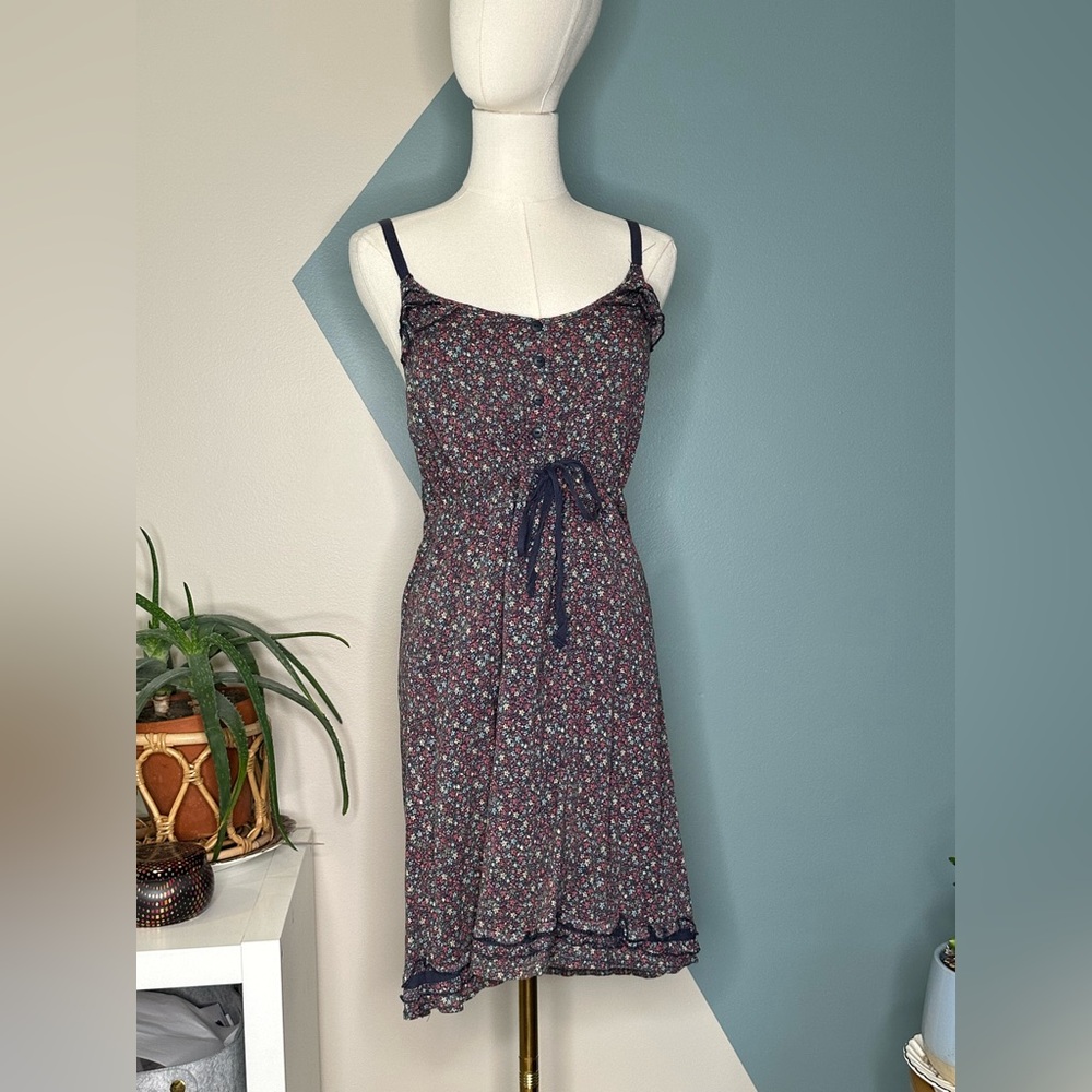 Mossimo Supply Co. Floral Sundress Navy Cotton Adjustable Strap Cottagecore S - Picture 2 of 12